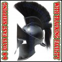 MEDIEVAL KING LEONIDAS SPARTAN HELMET ROMAN BLACK 300 MOVIE HELMET W/ BLACK PLUM