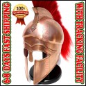 Medieval Greek Corinthian Helmet with Red Plume - Copper Finish