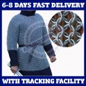 Aluminium Chainmail Shirt with Coif, M Size  Aluminum Chain Mail Haubergeon with Hood, Chainmaille Armor Costume Larp Armour