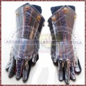 Medieval Gauntlets Armor Metal Plate Pair Iron Steel Gloves Brass accented