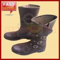 Mens Medieval Leather Shoes Renaissance Combat Boots Footwear Cowboy Shoes