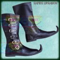 Medieval Leather Boots Re-enactment Costume Buckled Shoes Vintage Shoe Long Boot