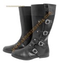 Medieval Leather Boots Black Shoe Re-enactment Renaissance Shoes Men's Long Boot Carnival Shoes, Parade Shoes, leather boot