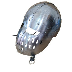 Medieval Templar Face Plate Helmet | 18 Gauge Steel Dome Topped Crusader Helm with face Guard