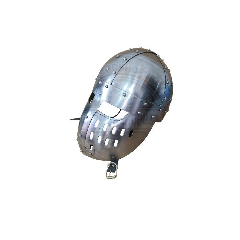Medieval Templar Face Plate Helmet | 18 Gauge Steel Dome Topped Crusader Helm with face Guard
