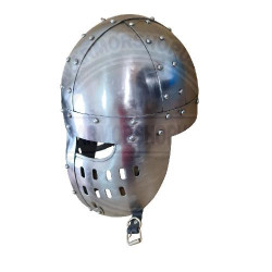 Medieval Templar Face Plate Helmet | 18 Gauge Steel Dome Topped Crusader Helm with face Guard
