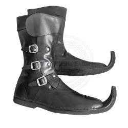 Handmade Leather 3 Buckle Pointe Toe Boots | Medieval Viking & Pirate LARP Footwear