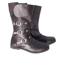 Handmade Leather 3 Buckle Collared Boots  | Medieval Viking & Pirate LARP Footwear