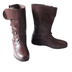 Handmade Leather 3 Buckle Collared Boots  | Medieval Viking & Pirate LARP Footwear