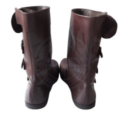Handmade Leather 3 Buckle Collared Boots  | Medieval Viking & Pirate LARP Footwear