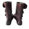 Handmade Leather 3 Buckle Collared Boots  | Medieval Viking & Pirate LARP Footwear