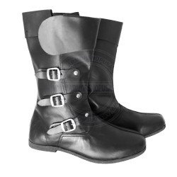 Handmade Leather 3 Buckle Collared Boots  | Medieval Viking & Pirate LARP Footwear