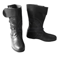 Handmade Leather 3 Buckle Collared Boots  | Medieval Viking & Pirate LARP Footwear