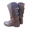 Medieval Elf Back Buckled Boots - Round Toe Leather Viking Boot