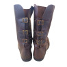 Medieval Elf Back Buckled Boots - Round Toe Leather Viking Boot