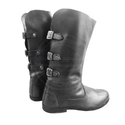 Medieval Elf Back Buckled Boots - Round Toe Leather Viking Boot