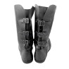Medieval Elf Back Buckled Boots - Round Toe Leather Viking Boot