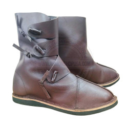 Historical Minimalist Leather Ankle Boots - Handcrafted Zero-Drop Reenactment Shoes, Unisex Barefoot LARP & Cosplay Boots
