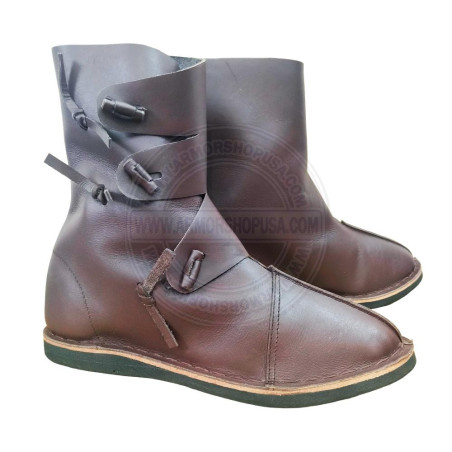 Historical Minimalist Leather Ankle Boots - Handcrafted Zero-Drop Reenactment Shoes, Unisex Barefoot LARP & Cosplay Boots