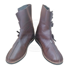 Historical Minimalist Leather Ankle Boots - Handcrafted Zero-Drop Reenactment Shoes, Unisex Barefoot LARP & Cosplay Boots