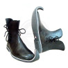 Historical Black Leather Curly Toe Boots - Mastercrafted Jester & Wizard Style Poulaine Shoes, Custom Size Cosplay Ankle Boots