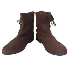 Historical Leather Suede Elf Boots - Mastercrafted Wizard & Jester Style Long Shoes, Tall Lace-Up Cosplay Costume Boots