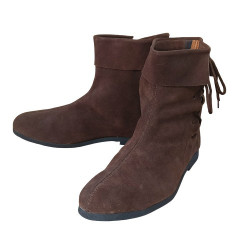 Historical Leather Suede Elf Boots - Mastercrafted Wizard & Jester Style Long Shoes, Tall Lace-Up Cosplay Costume Boots
