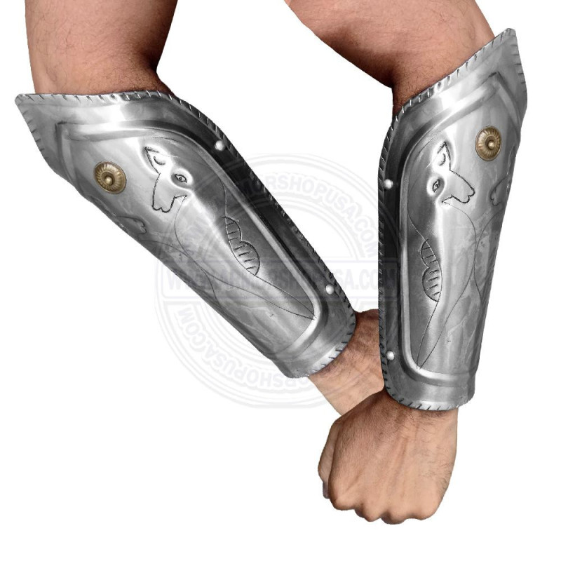 Medieval Knights Steel Vambraces | Iron Forearm Guards Pair