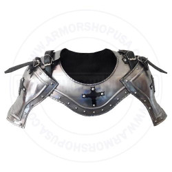 Medieval 18 Gauge Steel Iron Gorget and Pauldrons Set