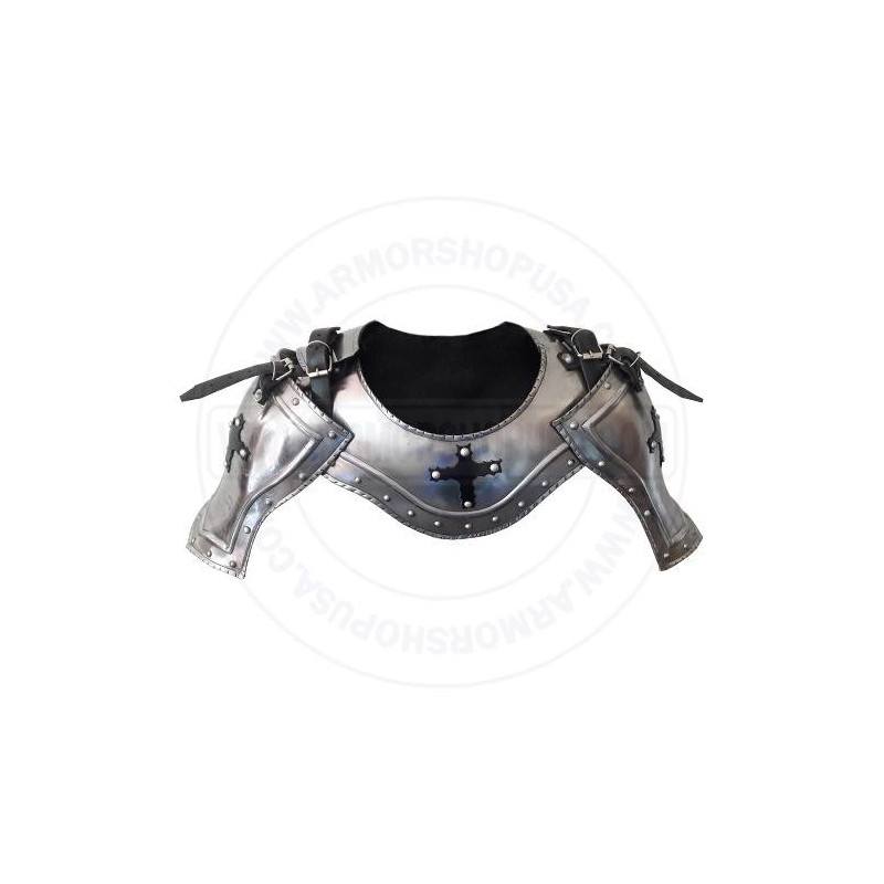 Medieval 18 Gauge Steel Iron Gorget and Pauldrons Set
