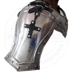 Medieval 18 Gauge Steel Iron Gorget and Pauldrons Set