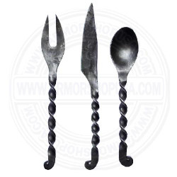 Hand-Forged Medieval Cutlery Set | Outdoor Utensils with Leather Case