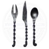 Hand-Forged Medieval Cutlery Set | Outdoor Utensils with Leather Case