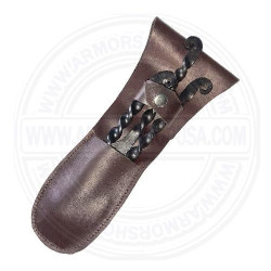 Hand-Forged Medieval Cutlery Set | Outdoor Utensils with Leather Case