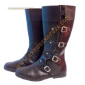 Medieval Leather Boots Dark Brown Shoe Re-enactment Renaissance Shoes Men's Long Boot Carnival Shoes, Parade Shoes, leather boot