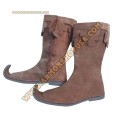 Medieval Leather Boots Brown shoes, re-enactment mens costume shoes riding boots