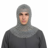 Medieval Butted Aluminium Chainmail Coif Chain mail hood Knights costume armor U-Shape