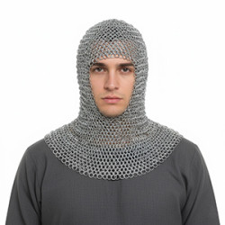 Medieval Butted Aluminium Chainmail Coif Chain mail hood Knights costume armor U-Shape